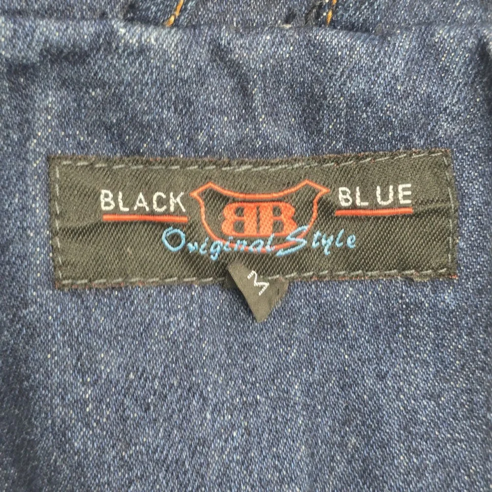 Black Blue Original Style Mens Denim Sherpa Lined Horse Jacket Dark Wash Medium